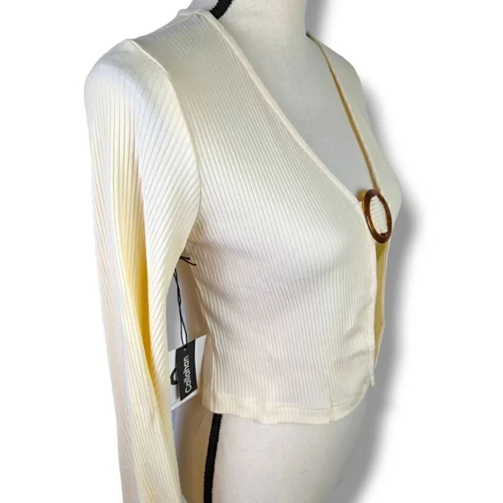 Callahan Knitwear Women's O-ring Front Vera Top Cream Small - Picture 3 of 13